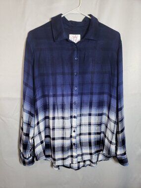 Justice plus size 22 button blue plain top